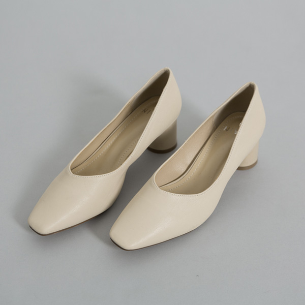 (SH-2566) Simple Leather Mid Heel