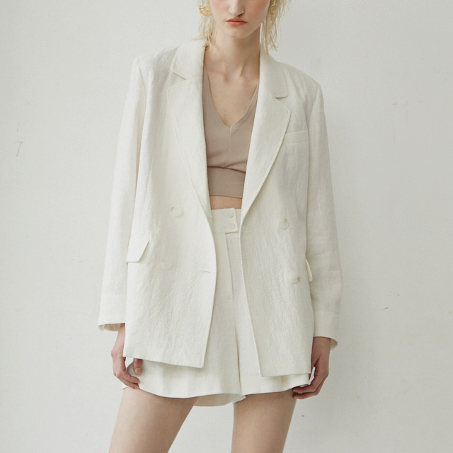 (JK-1938) Basic Linen Set-up Jacket
