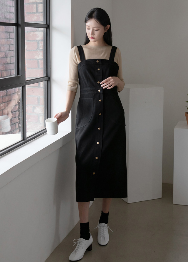 (T-4947) Slim Solid Boat Neck Knit Korea