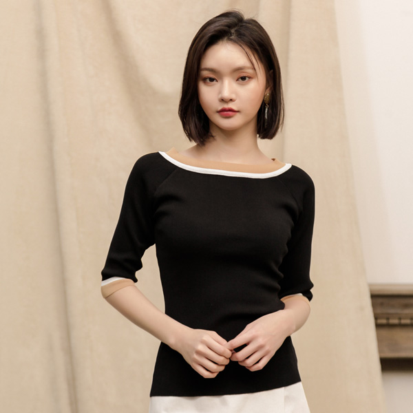 (T-4611) Modern round line knit