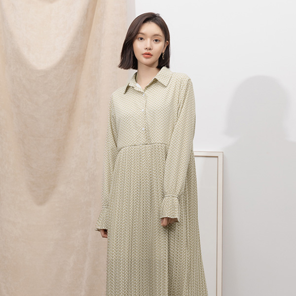 (OP-4268) Geometric Pattern Pleated One Piece S