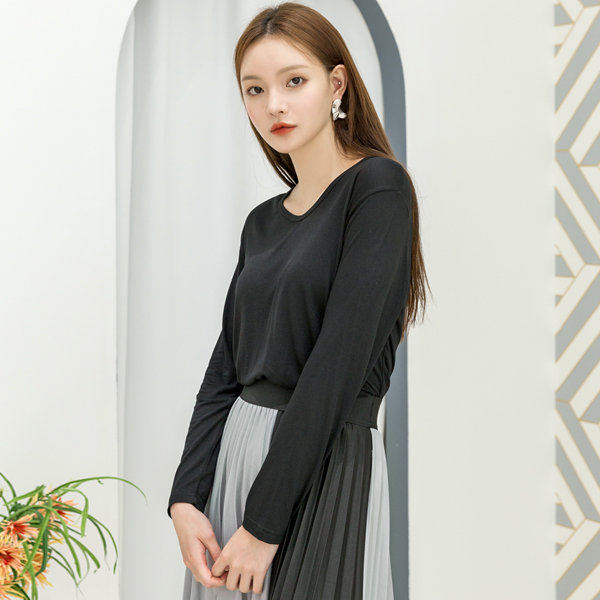 (T-4642) Soft Touch Wide Neck Tee