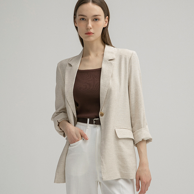(JK-1940)Linen Set-up Single Jacket