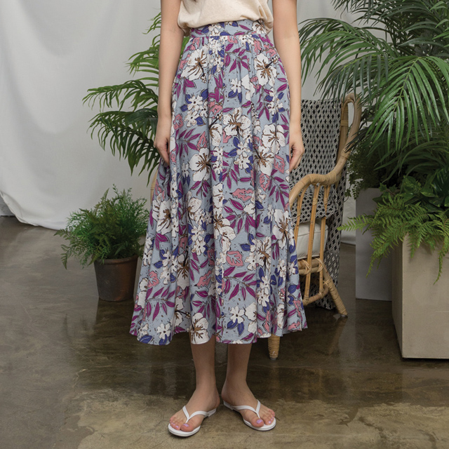 (SK-3325) Flower Print Maxi Skirt