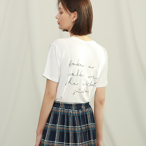 (T-4666)Back Lettering Point Slim Tee