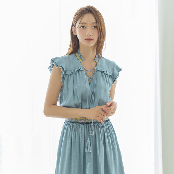 (OP-4221)Linen smoking point one-piece