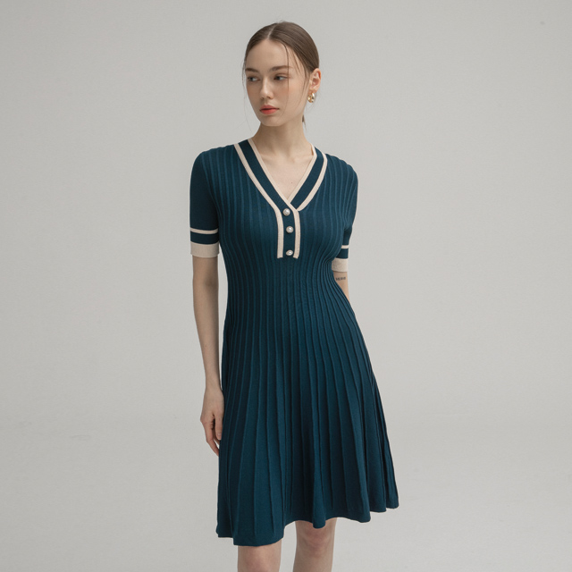 (OP-4338) Pearl Point Fit and Flare Knit One Piece