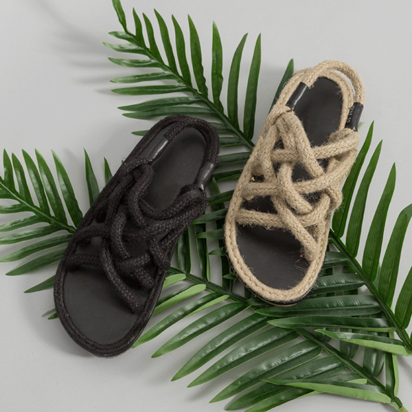 (SH-2649) Natural Rope Strap Sandals