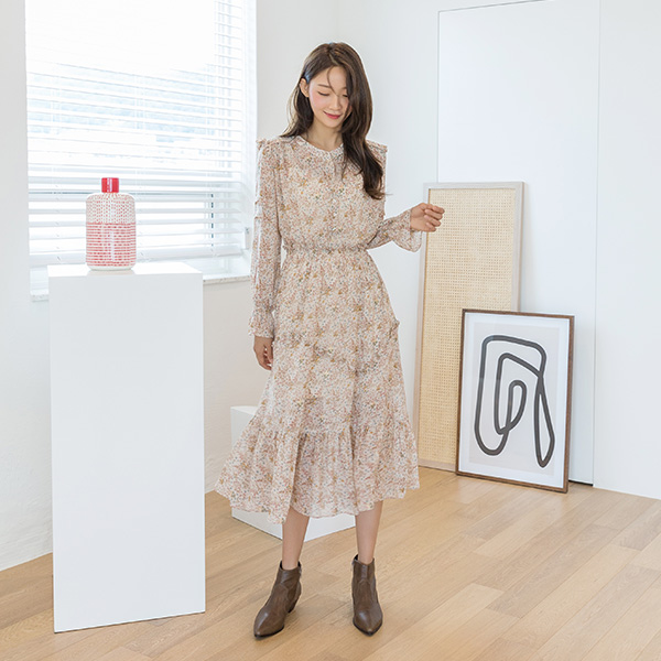 (OP-4412) Shiny floral long one-piece S