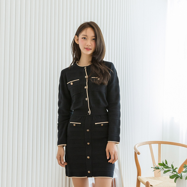 (SK-3420)Setup Tweed-Like Knit Skirt