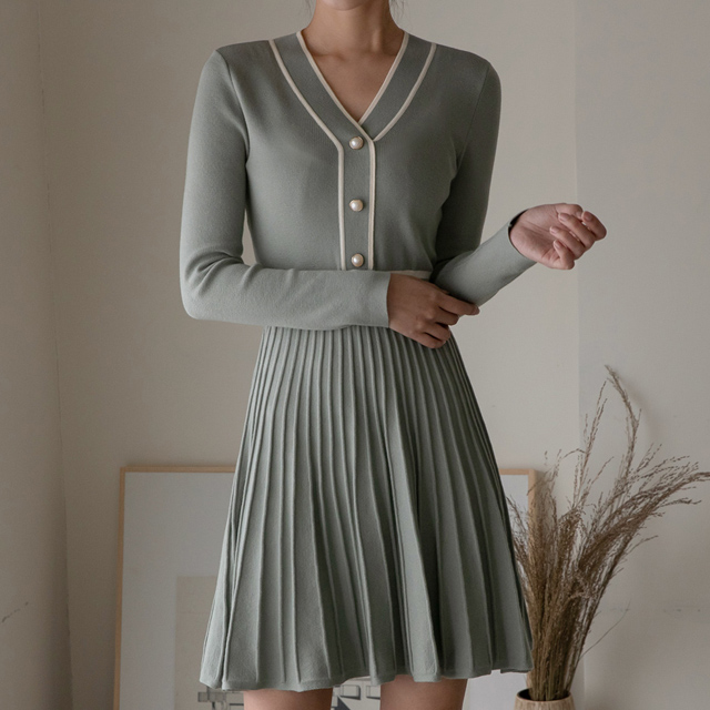 (OP-4418) Feminine fit and flare knit one-piece