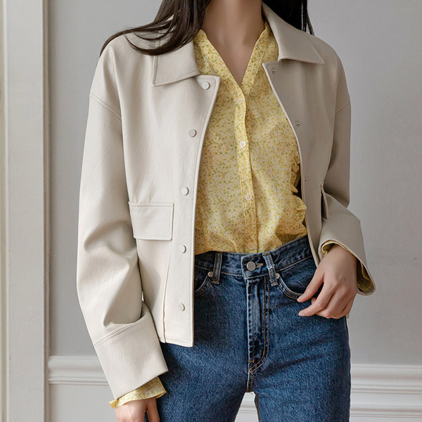 (JK-2018) Eco Leather Shirt Jacket