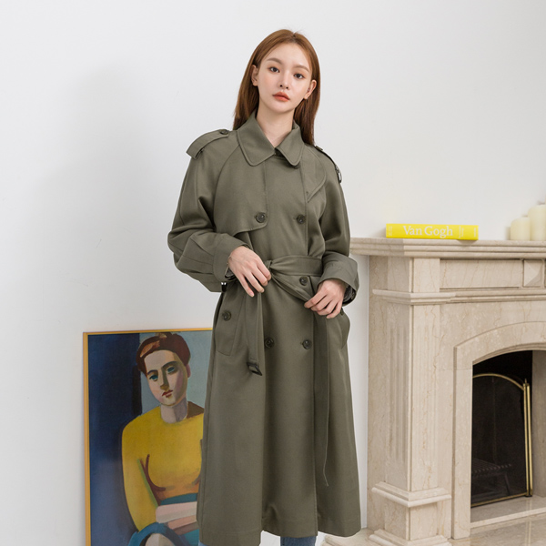 (CT-1182) Natural Volume Trench Coat S