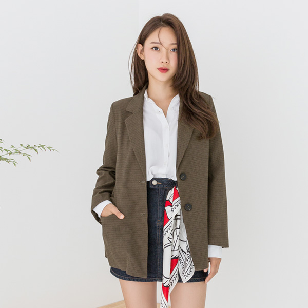 (JK-2037) Checked Set-up Single Jacket