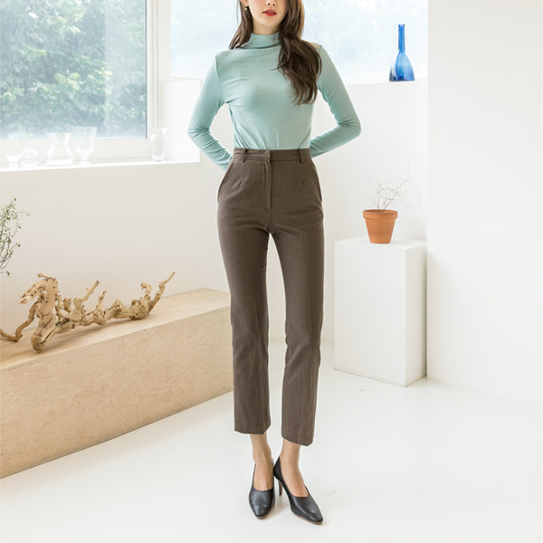 (PT-3808) Check Set-up Hidden Banding Pants