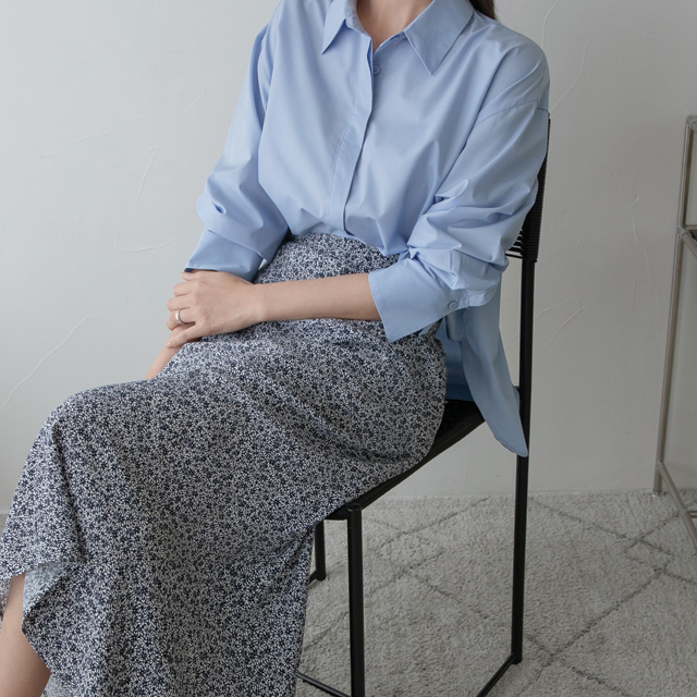 (BL-3267)N Signature BL002-Solid Overfit Blouse