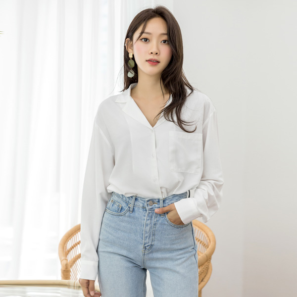 (BL-3266) Open Collar Blouse