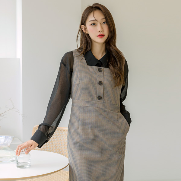 (OP-4566) Checked Layered One Piece