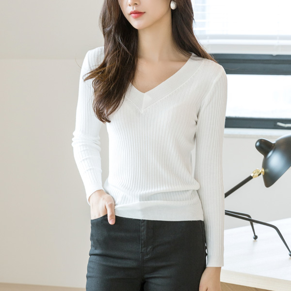 (T-4899)Golji Wide V Knit