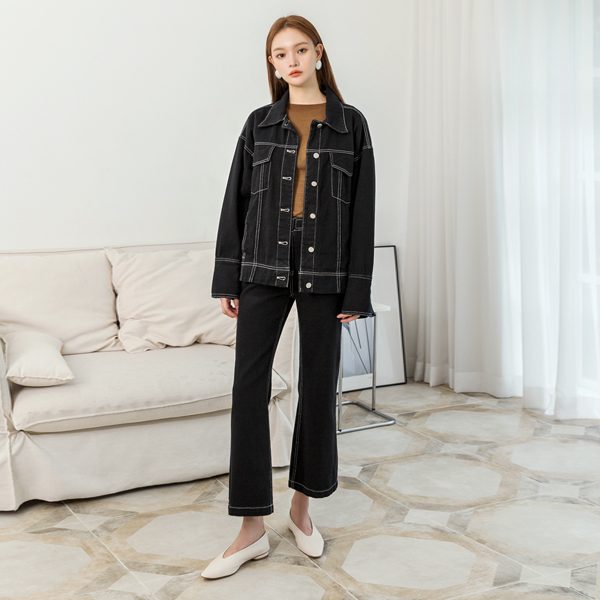 (JK-2033) Stitch Point Set-up Denim Jacket