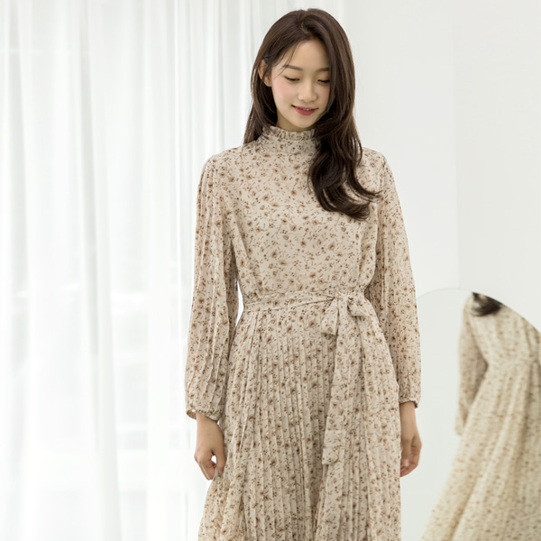 (OP-4736) Ruffle neck floral one piece S