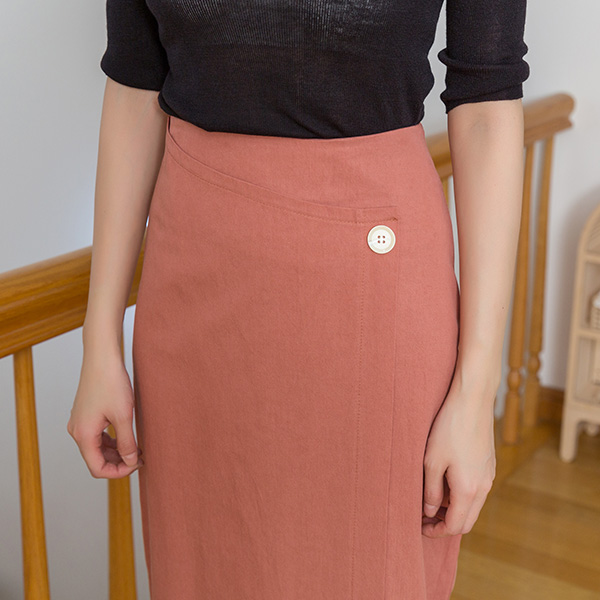 (SK-3557) Button Wrap Layer Skirt