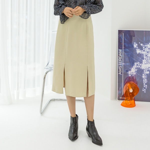 (SK-3562) Modern Double Slit Skirt