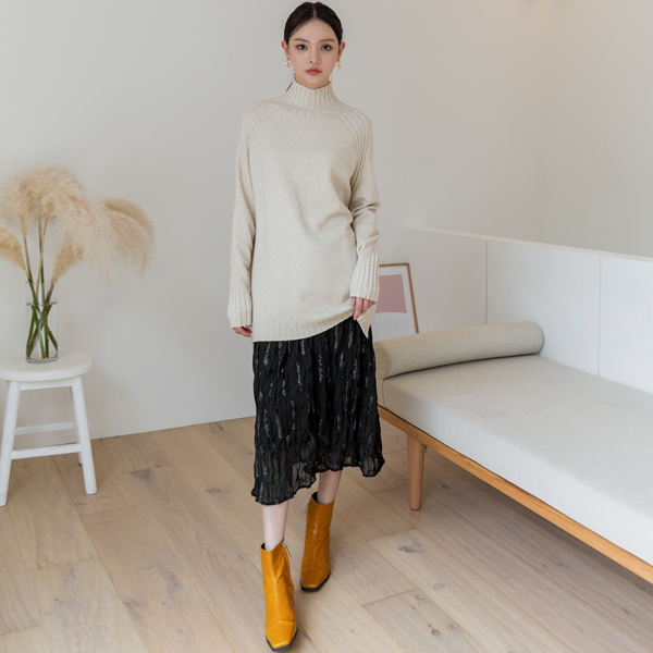 (SK-3575)Glitter Bar Banding Skirt