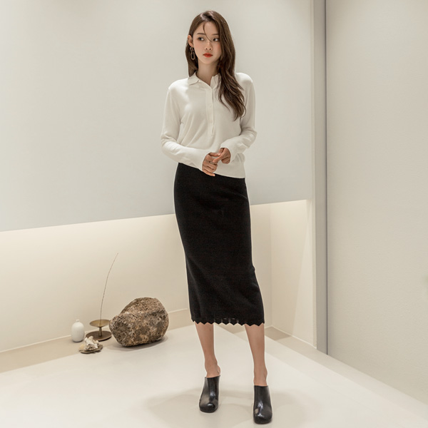 (SK-3581) Lace Line Knit Skirt