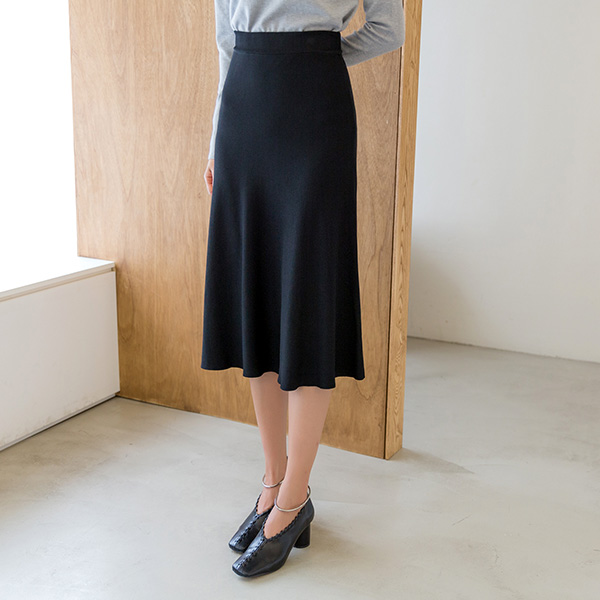 (SK-3582) Wide Flare Knit Skirt
