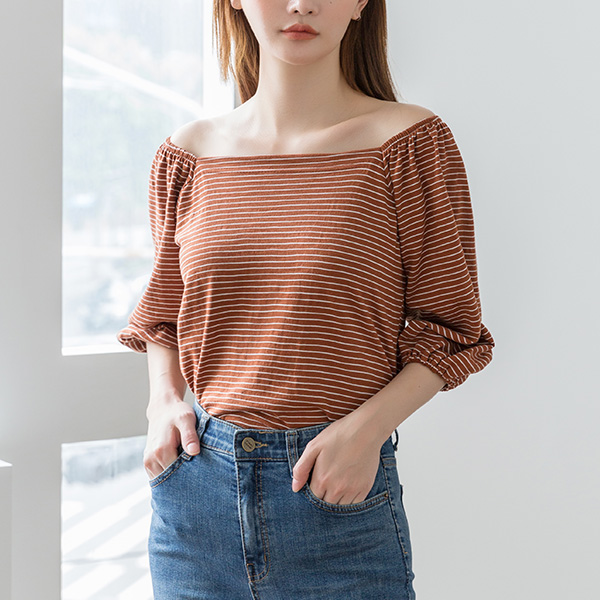 (T-4951) Striped Square Tee