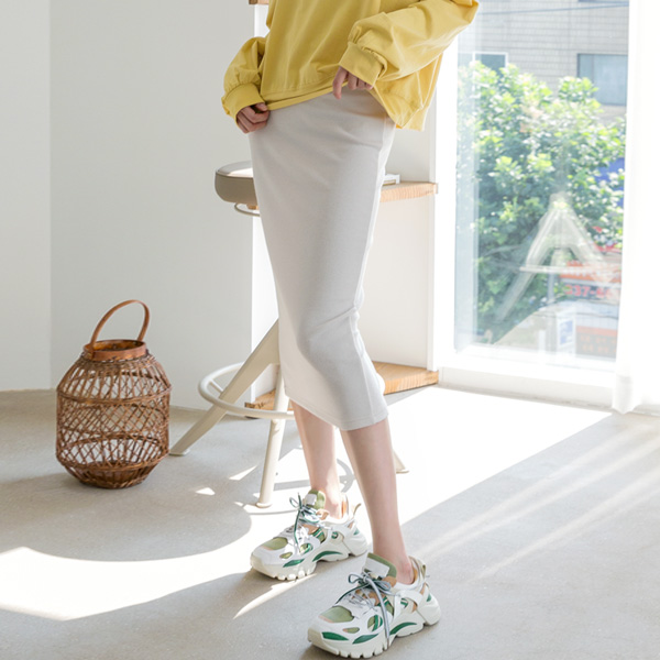 (SK-3586) H-line banding slim skirt