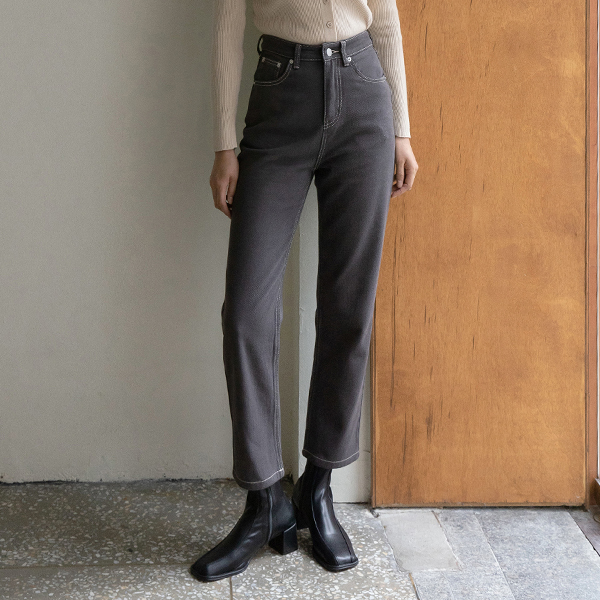 (PT-3844)Stitch Point Fleece Denim Pants