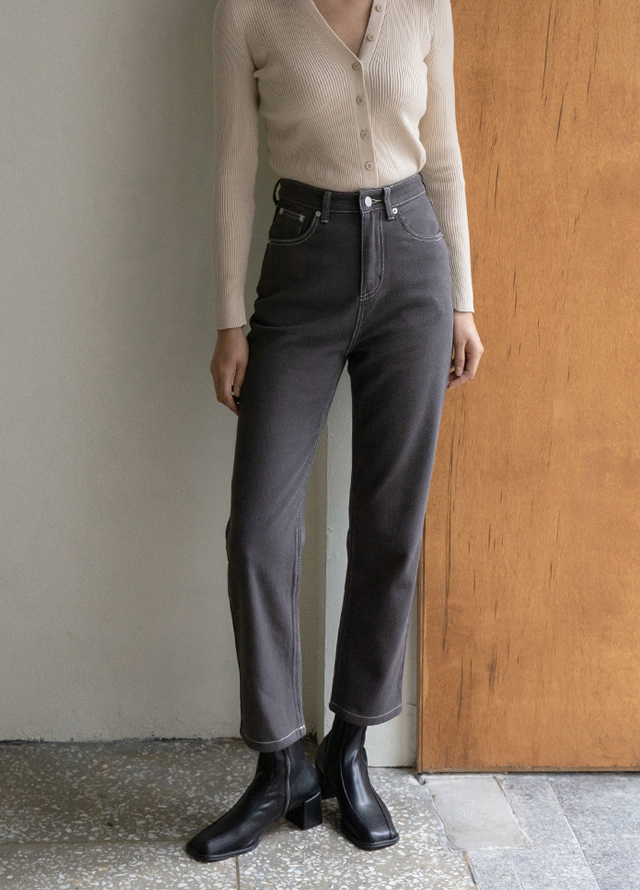 (T-4912) Velvet Lettering Point Tee Korea