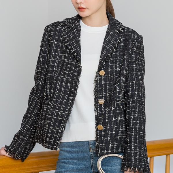 (JK-2035)Feminine Metal Tweed Jacket