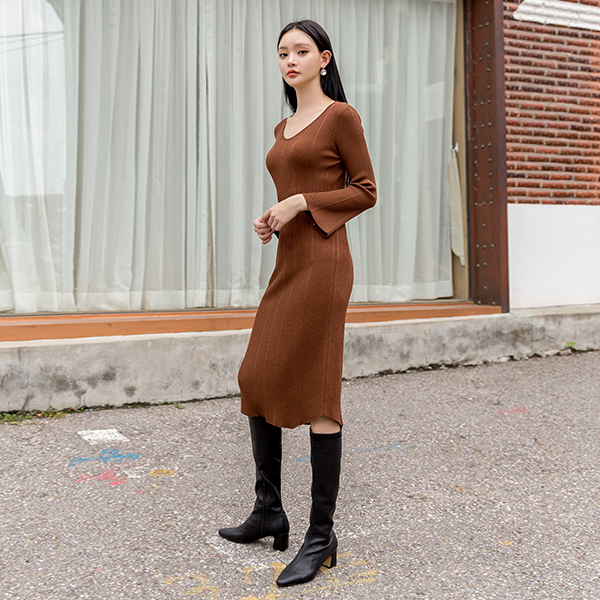 (OP-4721) Slim flare knit one-piece