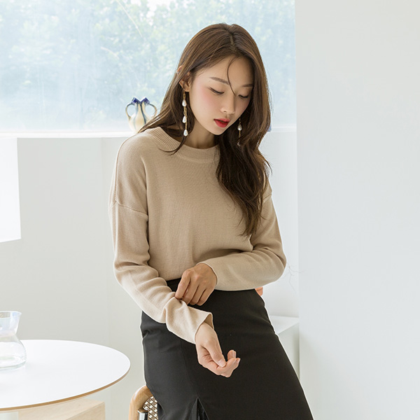 (T-4964) Casual Round Solid Knit