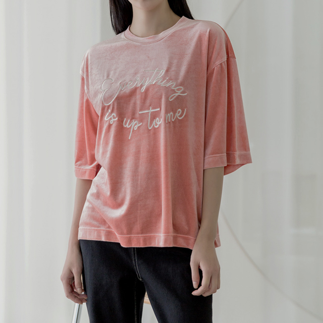 (T-4912) Velvet Lettering Point Tee