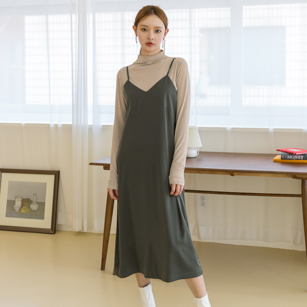 (OP-4750) Silky Layered Tee One Piece Set S