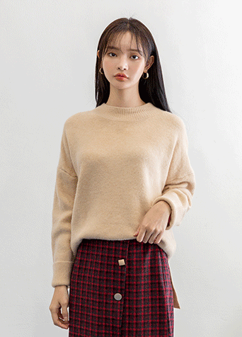 (SK-3546) Semi A-line check skirt Korea