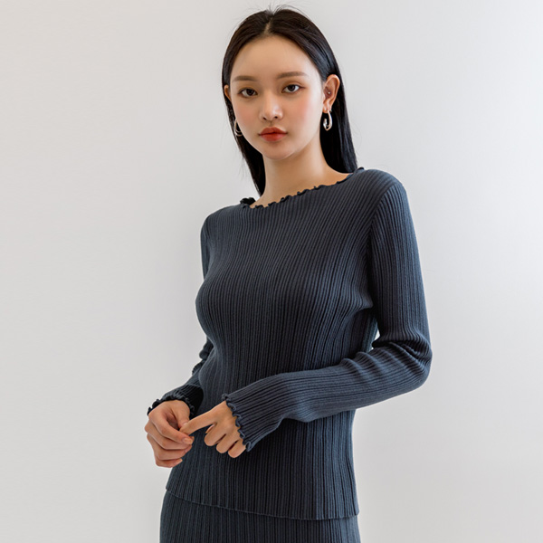 (T-4877)Setup Wave Boat Neck Knit