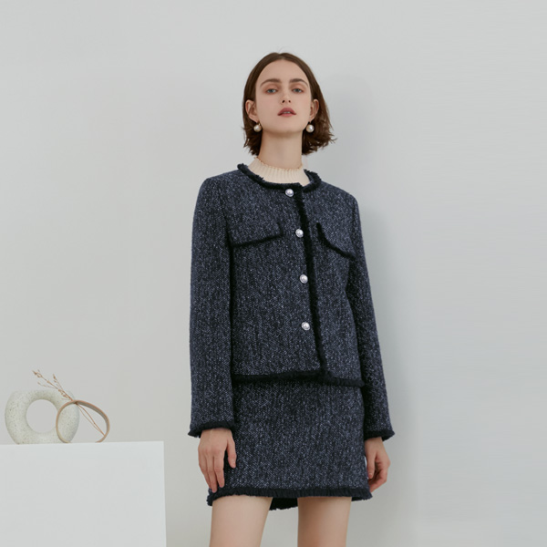 (SK-3533)Multi Tweed Set-up Mini Skirt