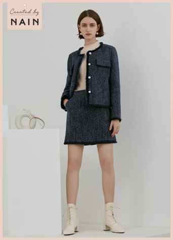 (JK-2054)Multi Tweed Set-up Jacket Korea