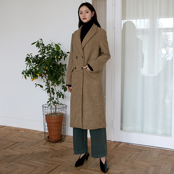 (CT-1227) Wool double-weave check coat