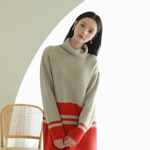 (OP-4683) Block Stripe Knit One Piece