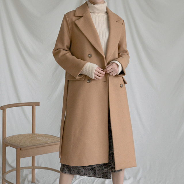 (CT-1219) Wool Big Collar Basic Coat