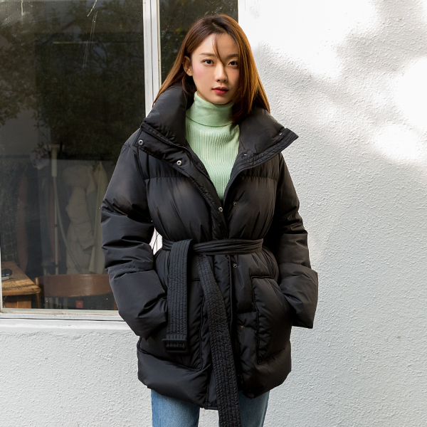 (JP-348) Belted Half Down Jumper S