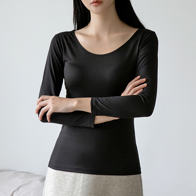 (NT-5084) Hug Warming U-Neck Long Sleeve Tee