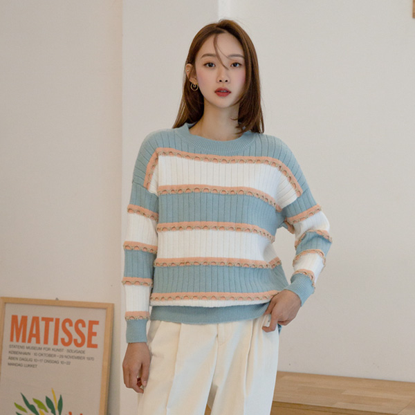 (T-5106) Metal Line Mixed Knit