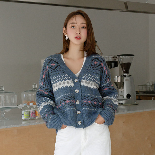 (CD-1425)Winter Pattern Knit Cardigan